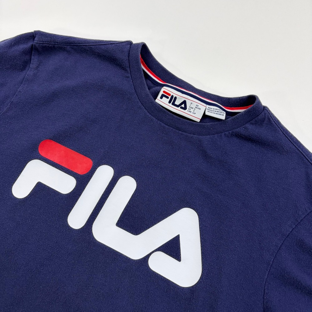 Fila Classic Logo Graphic T-Shirt Mens Small Navy Blue Short Sleeve Crewneck